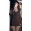 Pure desire style sexy square neck dress women's clothing autumn inside with Maillard beautiful little mother style waist hip skirt