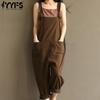 Women's Fashion Casual Summer Spring Solid Color Print Sleeveless Suspenders Loose Waistlinet Trousers Jumpsuits & Rompers