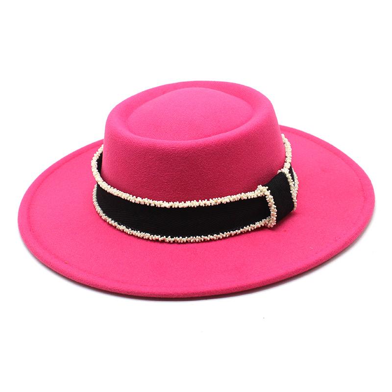 Xiaoxiangfeng шерстяная фетровая шляпа детская литературная бисерная цепочка лента вогнуто-выпуклая цилиндр однотонная универсальная шляпа-тазик прилив