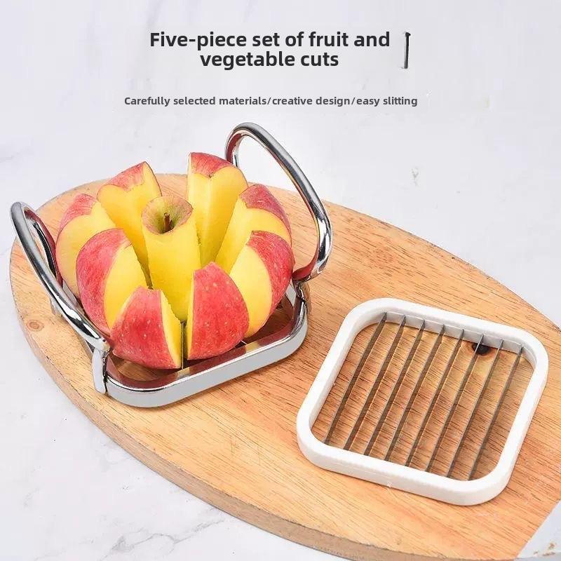 Нож для фруктов и овощей 5 в 1 из нержавеющей стали: Разделитель яблок, ломтерезка для картофеля фри, резак для редиса