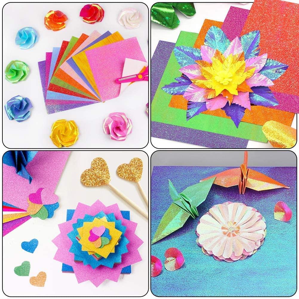 LOORIPRO Sparkly Origami 20cm 2 100 Sheets Pearl Holographic Aurora Thousand Craft Paper Paper, Square, Books, Total, Origami, Origami, Laser, Color,