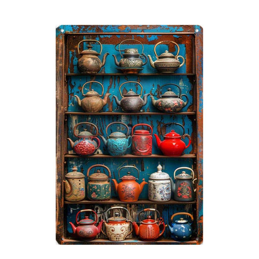 Vintage Teapot Metal Wall Art, Retro Style Decor for Garden, Club For Home Decor Enthusiasts - Perfect Gift for Housewarming
