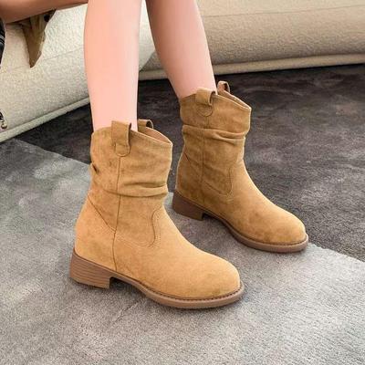 Женские ретро полусапоги мартин: Увеличение роста на 8 см, Похудение, Универсальный и Морщинистый дизайн для Осени/Зимы.