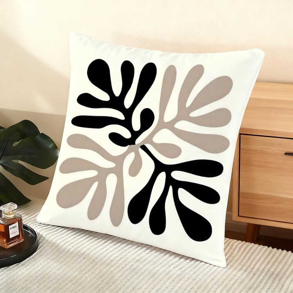 Classic Modern Flowers Cushion Cover Soft Short Plush Pillow Cover Smooth Cozy Texture Aesthetic Cushion Case Home Decor