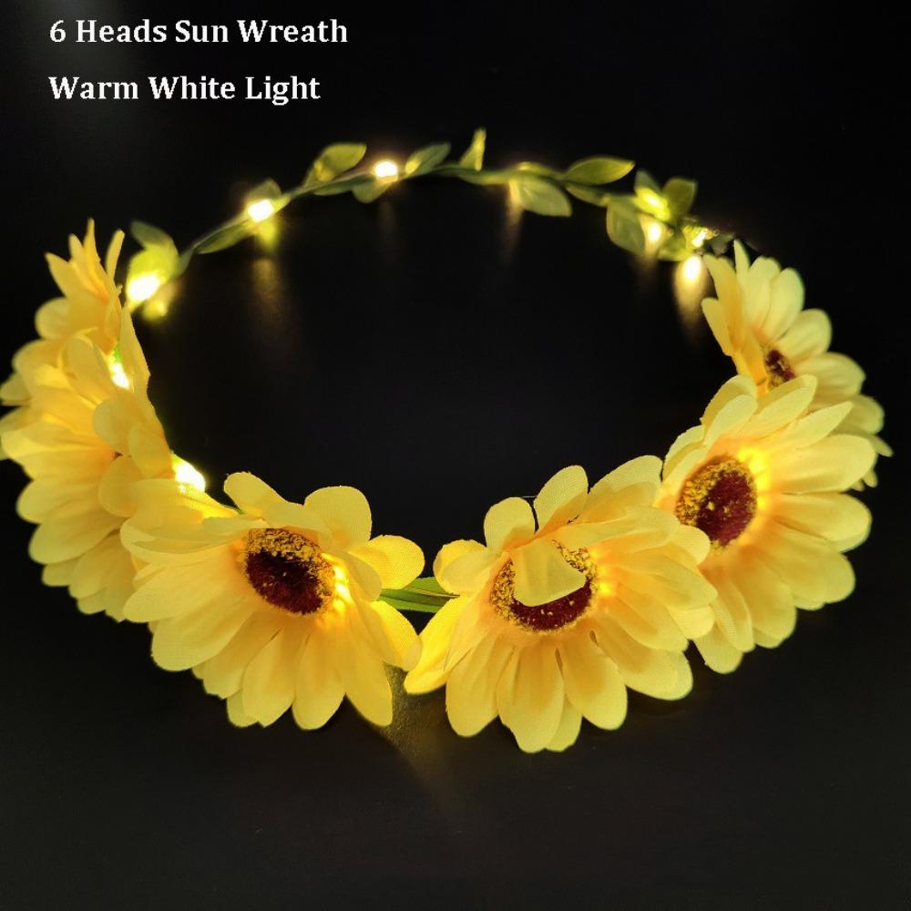 Wire&Cloth Sun Flower Ring 23X23×1cm Hair Hoop Sun Flower Headband Women Girl Birthday Favor