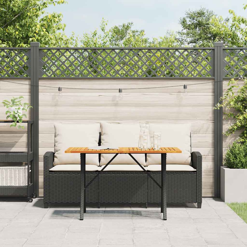 3 Seater Garden Sofa with Cushions & Table Black Poly Rattan