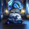 Magical Dragon Bedding Set Twin/Full/Queen/King Size Romantic Rose Butterfly Comforter Cover Set for Women/Men/Adults Room Decor