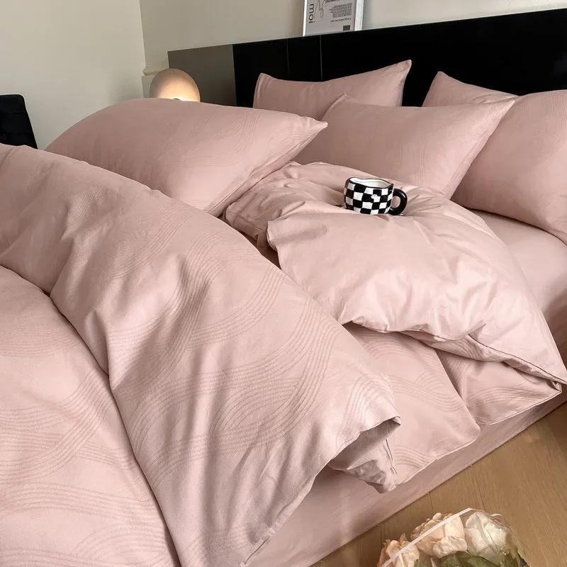 Легкий Роскошный Мягкий Плотный 100% Хлопок Комплекты Простыней Сатин Жаккард Шелковистый Постельный Комплект на Сезоны Односпальная Двуспальная Кровать Комфортный Комплект