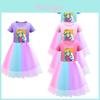 Платье для девочек Super Mario Princess Peach Rainbow Lace фиолетового, красного и розового цвета