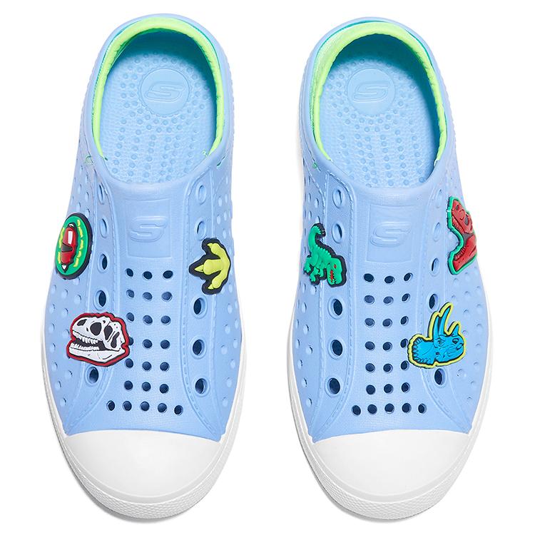 Skechers Детские удобные универсальные прочные дышащие нескользящие низкие сандалии Детские сандалии Светло-голубые 406810L-LTBL