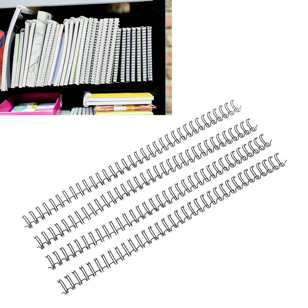 100Pcs Double Wire Binding Spine 60 Sheet Capacity 3:1 Pitch 34 9.5mm Diameter Set Kit for Paper