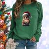Women's Christmas Lights Squirrel Printed Sweatshirt Outdoor Casual Long Sleeve Round Neck Pullover Christmas Top