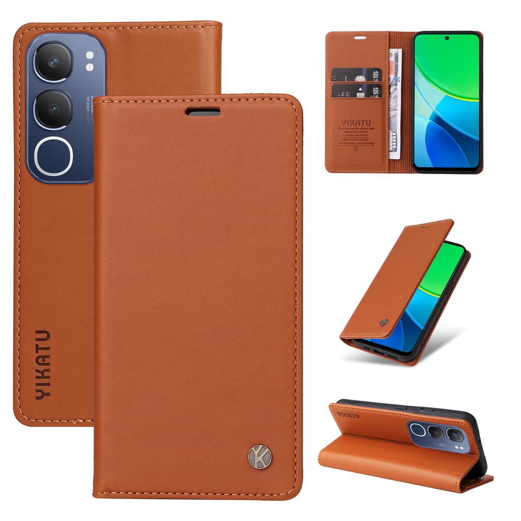 For vivo Y19s 4G Wallet Case YIKATU YK- 001 PU Leather Phone Cover with Stand