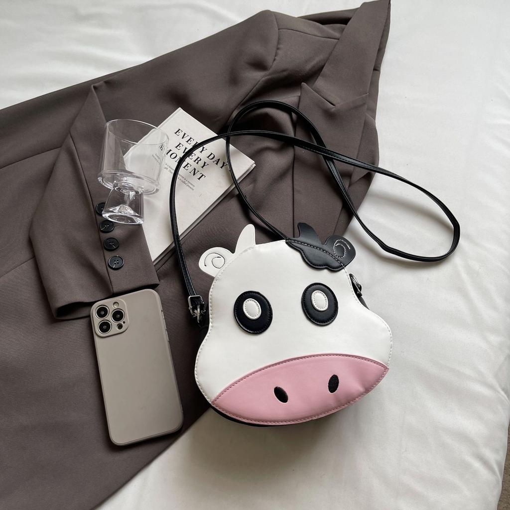 Bags Cute Cow Small Bag 2025 New Mori Sweet Girl Foreign Style Versatile Single Shoulder Messenger Small Round Bag
