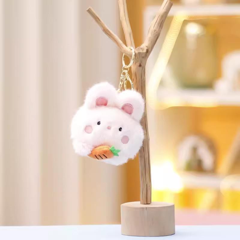 Rabbit Panda Keychain Cute Cartoon Girl Backpack Decorative Pendant Plush Doll