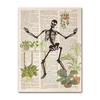Dancing Skeleton Poster Abstract Vintage Human Skeleton Newspaper Canvas Painting Funny Wall Art for Living Room Home Decor