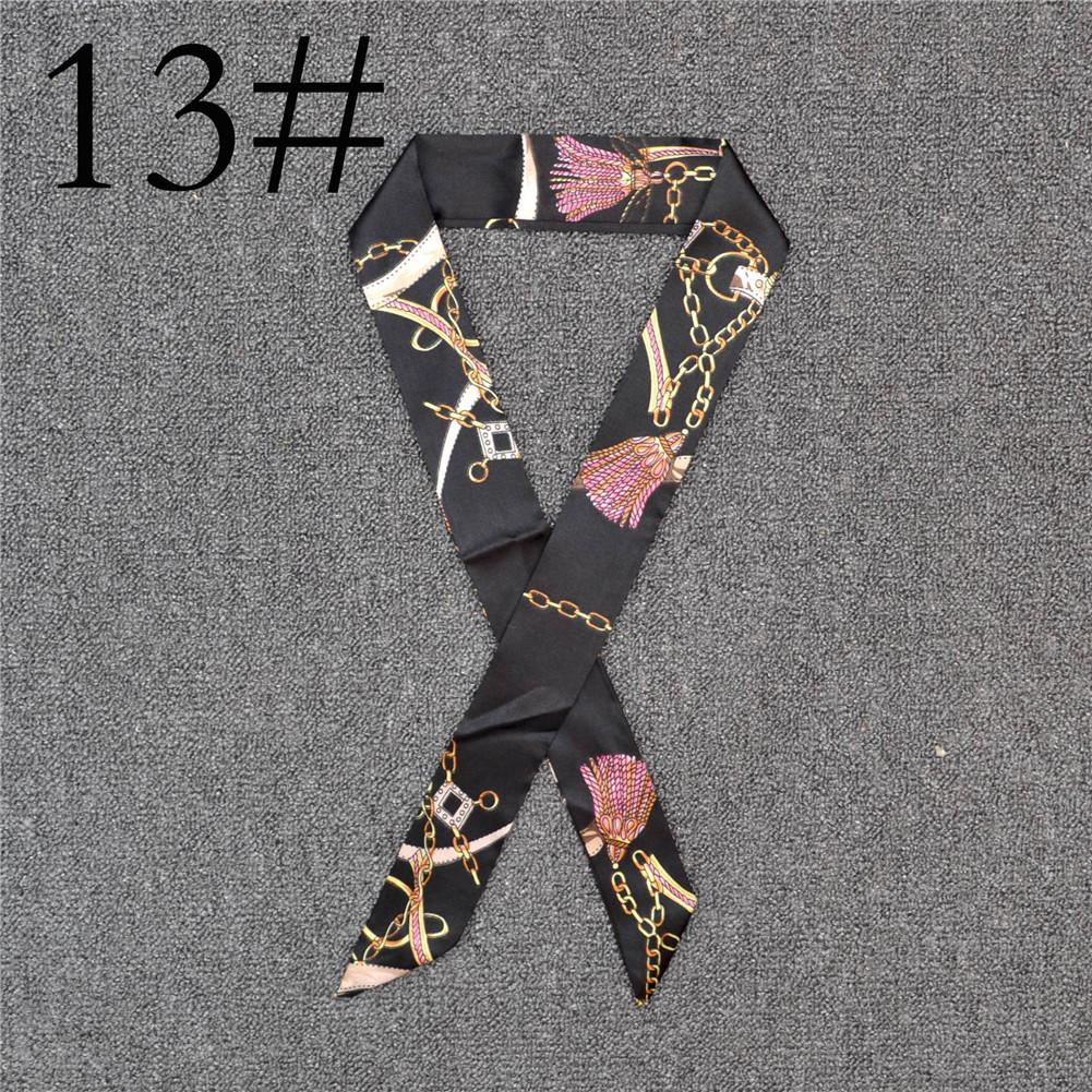 Fashion Color Printing Long Silk Scarf Women Ribbon Neckerchief Print 4cm Thin Narrow Scarves Bag Hair Band Ribbon Headscarve