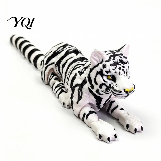 Articulated Tiger Figure 3D Printed Figure, Realistic Model with Movable Joints, Forest Animal Figurine for Home Office Bookshelf Stress Relief Toy