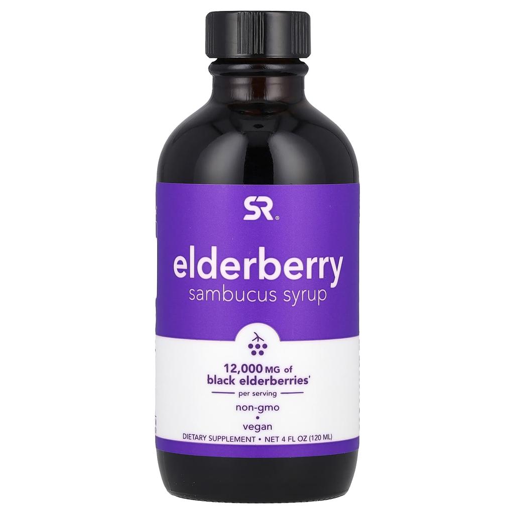 Sports Research Elderberry Sambucus Syrup, 12,000 Mg, 4 Fl Oz (120 Ml)