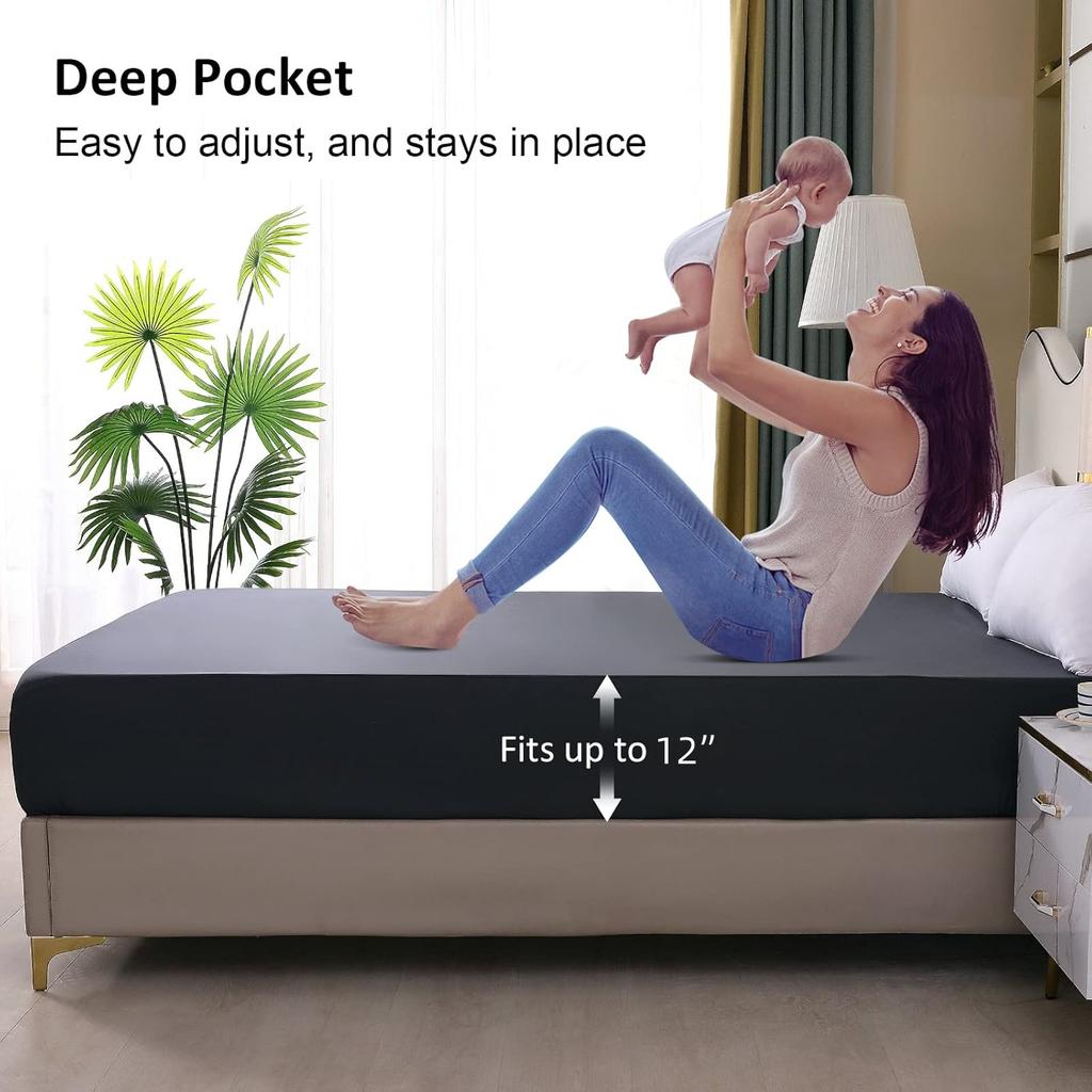 1pcs Solid Color Ultra-fine Fiber Waterproof Fitted Bed Sheet Mattress Cover Skin Friendly and Breathable King Size Sheet 1pcs