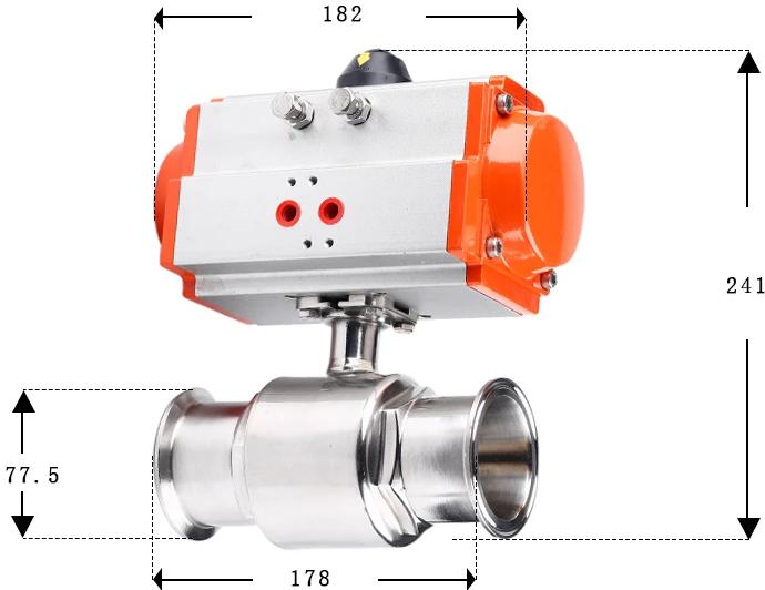19-108mm Pipe 1.5" 2" -4" Tri Clamp 304 316L Stainless Steel Sanitary Ball Valve With Pneumatic actuator Homebrew