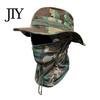 Sun Protection Hat Camouflage with Balaclava Face Mask, UV Men Wide Brim Hat, Breathable Bucket for Outdoor Fishing Hiking Cycling