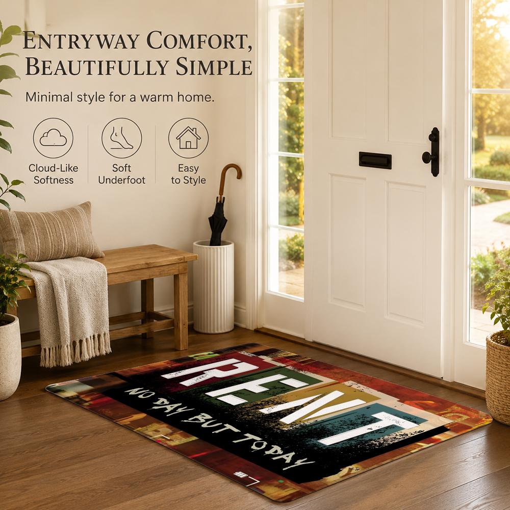 Rock Musical Rent Floor Mat Cozy Minimalist Flannel Area Rug Anti-Slip Washable Bedroom Living Room Decor