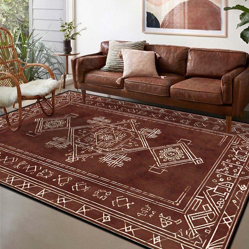 American Retro Living Room Carpet Geometric Classical Decoration Sofa Non-slip Rug Easy Clean Bedroom Cloakroom Soft Floor Mat