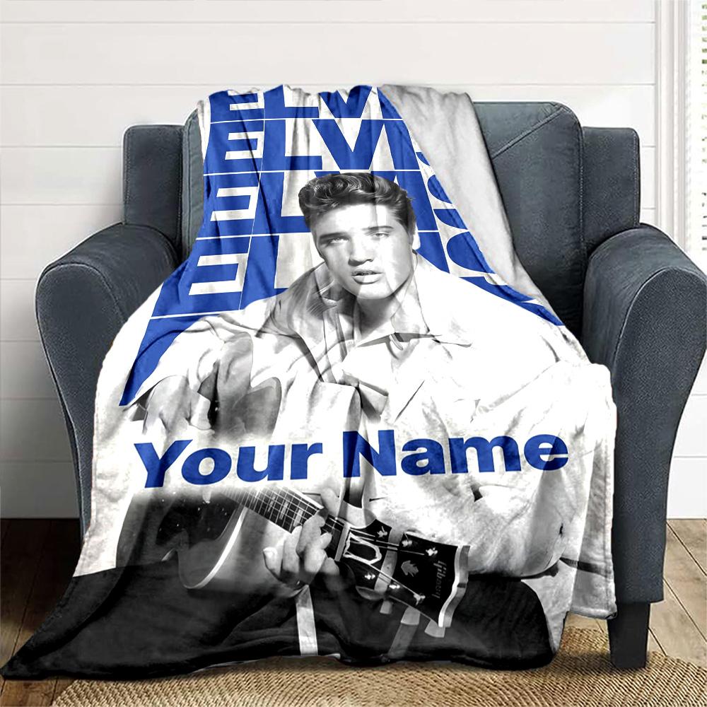 Elvis Presley Personalized Name Blanket Gift Personalized Blanket Comfortable Great for Seaside Couch Home Decor Picnics All-Season Use