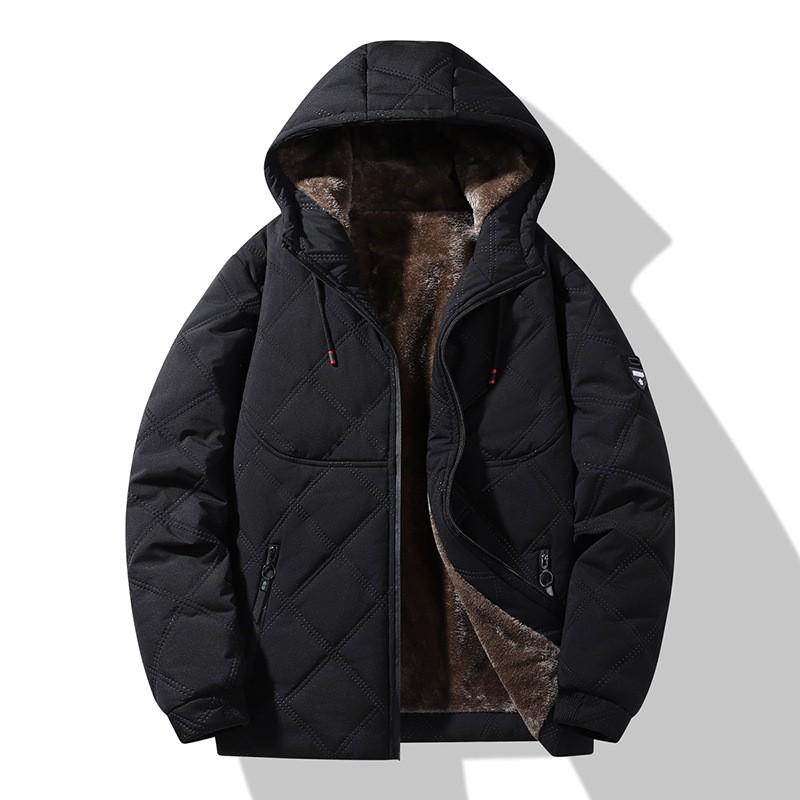 Mens Mid-length Hooded Cotton Coat Warm Thick Winter Casual Loose Fit Jacket