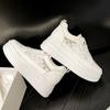 9cm Inner Raised Mesh Leather Small White Shoes for Women's 2024 Summer New Thick Soles, Versatile Casual Shoes for Students
