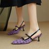 Fashion New Summer Sandals Cover Toe Sandals for Women High Heels Sandals Fashion Mixed Color Ladies Shoes Purple Office Women Shoes