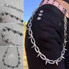 Women Girls Jeans Pants Gothic Punk Rivet Belt Link Coil Spike Waist Chain Adjustable Strap