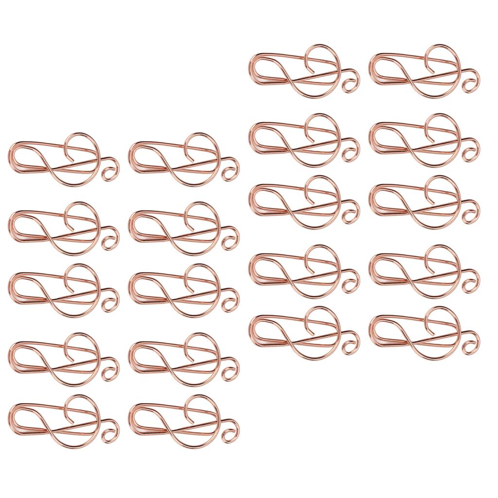 20 шт. Формованные скрепки для бумаги, золотые музыкальные знаки, эффективная фиксация, железный материал, офисные зажимы для