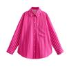 Women's Basic Casual Loose Peplum Red Stripe Long Sleeve Shirt