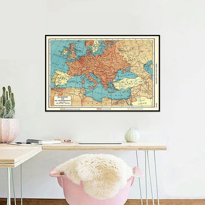 Винтажная карта Европы 1941 года, английская версия, постеры, настенная картина для декора гостиной, без рамки
