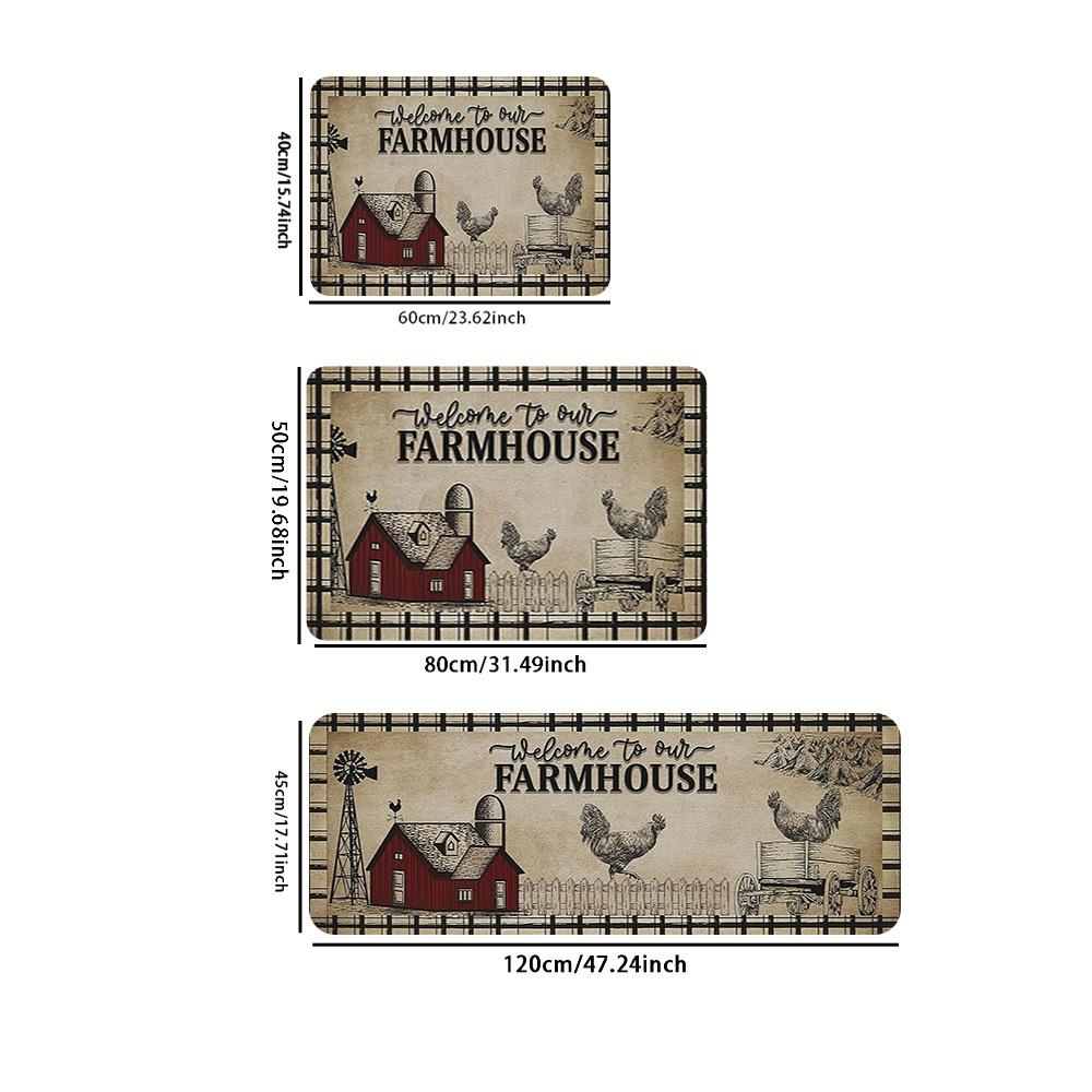 1 шт. анти-усталостные кухонные коврики, винтажный принт петуха, водонепроницаемый нескользящий толстый мягкий кухонный коврик, прочный, удобный стоячий коврик для кухни