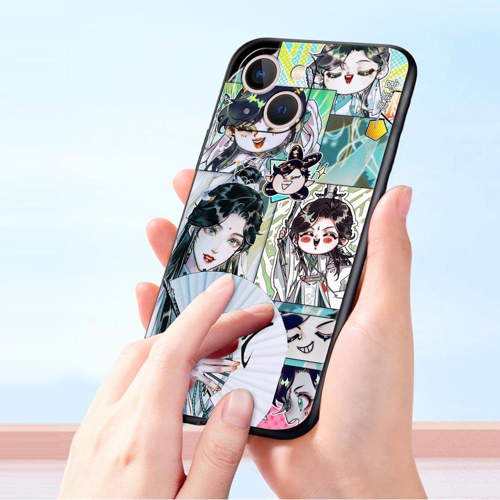 Мягкий чехол Heaven Official's Blessing Aesthetic Luxury для iPhone 13 15 14 12 11 Pro MAX XR X SE XS 7 8 Plus, черный чехол