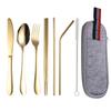 Portable 304 Stainless Steel Korean Knife, Fork, Spoon, Chopsticks and Straw Tableware Set for Travel - Folding Tableware