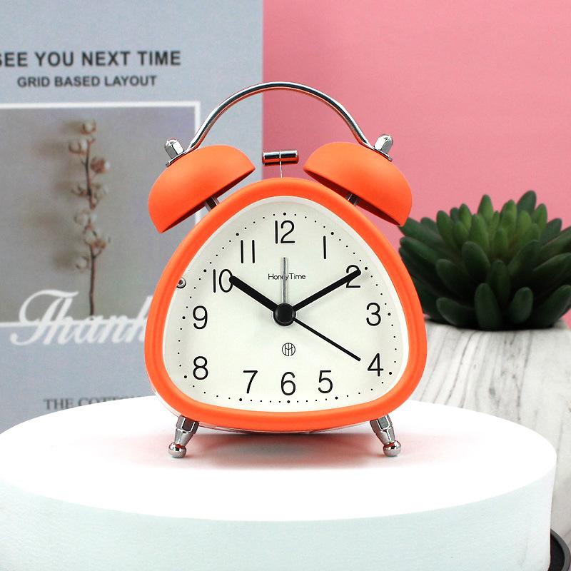 3-inch Metal Bedside Quiet Night Light Clock for Students and Office Workers