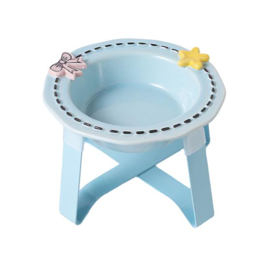 Nostalgie Ceramic Feeding Bowl for Dogs & Cats, Whisker Friendly Kitten Food Water Dish, Wide Shallow Pet Feeder Plate Dry Wet