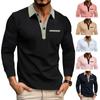 Spring and Autumn New Men's POLO Shirt Lapel Splicing Long-sleeved Fashion Slim Fake Pockets Men's Polo Shirt Sweater