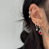 6PS Гот Трендовый Красный Кристалл Звезда Луна Крест Кисточка Подвеска Серьги Набор Для Женщин Мужчин Винтаж Панк Y2K Гранж Ювелирные Аксессуары