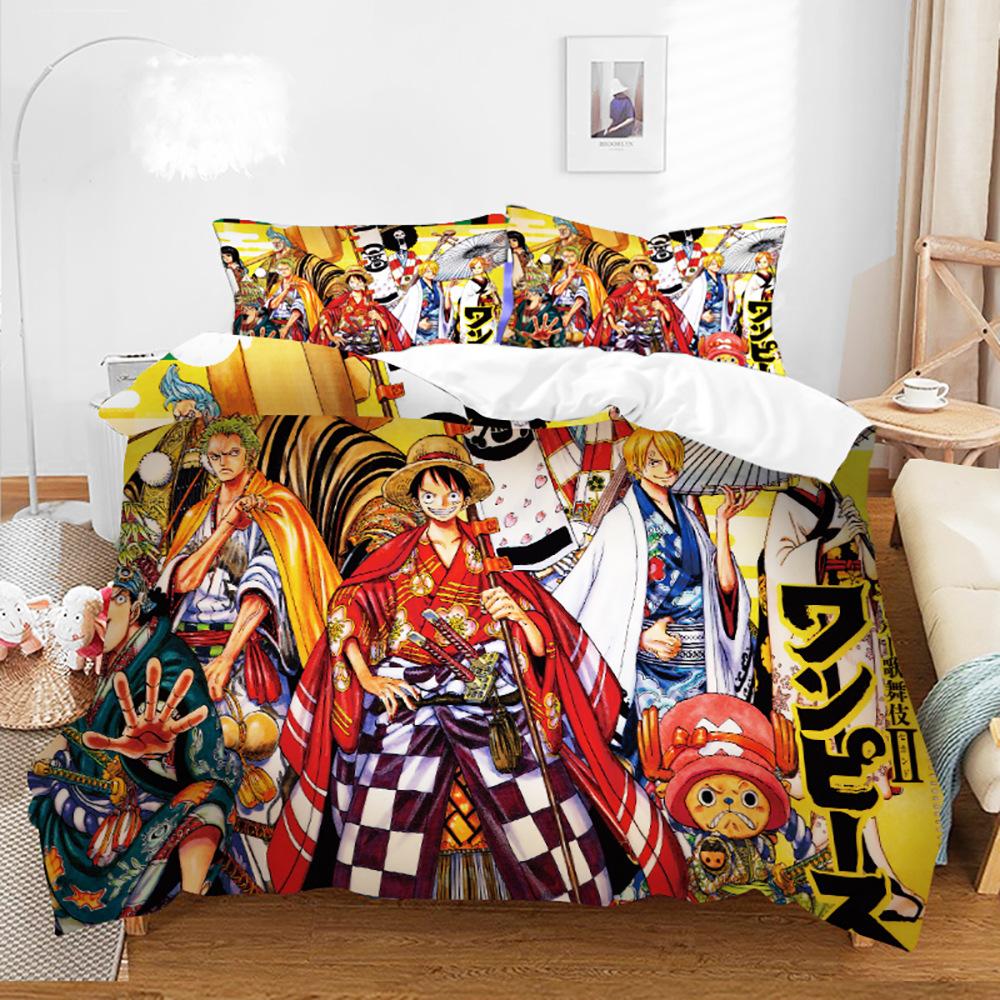 ONE PIECE series Luffy cartoon animation 3d digital printing children's student dormitory/home three-piece set