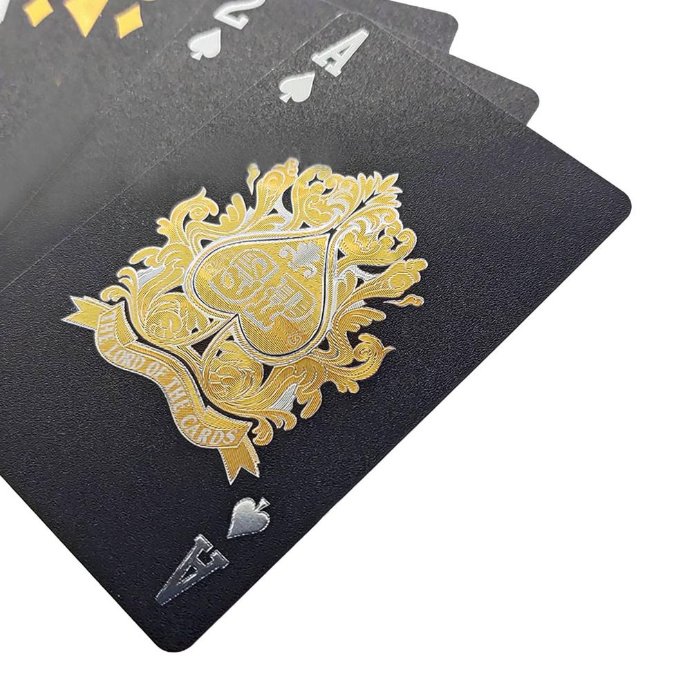 Покер Пластик Водонепроницаемая Креативная Золотая Черная Золотая Фольга Игральные Карты Настольная Игра Моющаяся Пластиковая Колода Карты Покер
