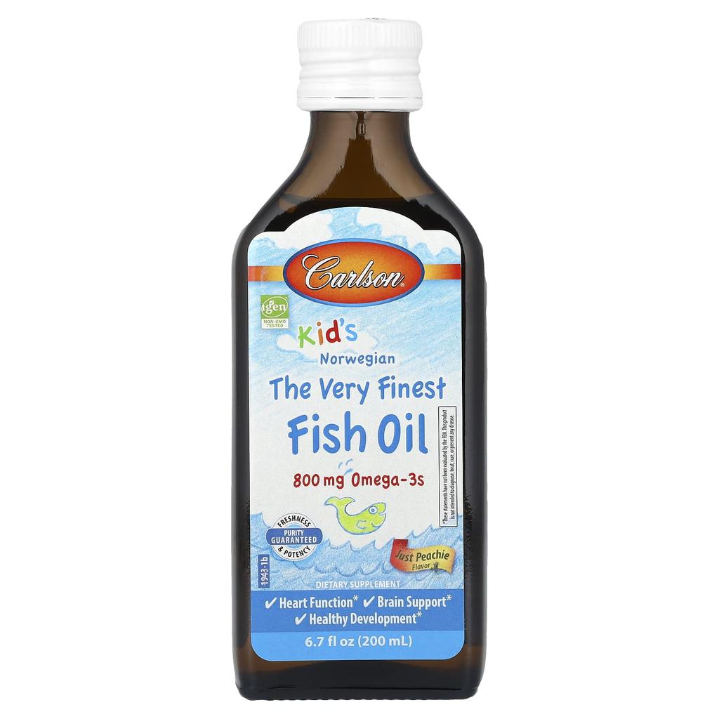 Kids, Norwegian, Premium Fish Oil, Just Peachie, 800Mg, 200Ml(6.7Fl Oz)