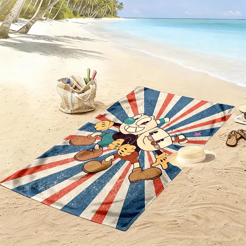 Cuphead 2D Flat Print Beach Towel, Large Soft Quick Dry Towel for Beach Camping SwimmingSSTJ0917358
