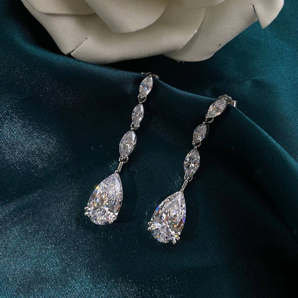 Gica Gema Серьги-капли с высокоуглеродистыми бриллиантами, стерлинговое серебро 925 пробы, 47*10 мм, белый драгоценный камень, романтические ювелирные изделия, подарки для свадебной вечеринки, новый тренд