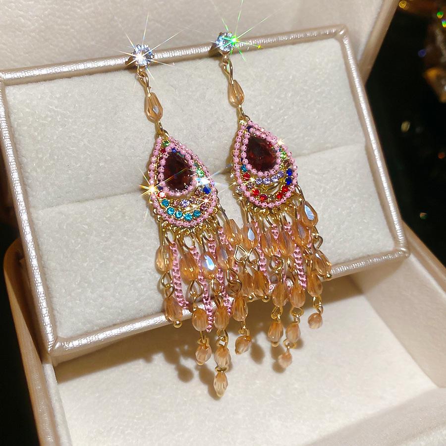 Серьги-пусеты «Серебряная игла» с вырезами в виде розовых бабочек и цирконами - Высококачественная роскошная модная бижутерия