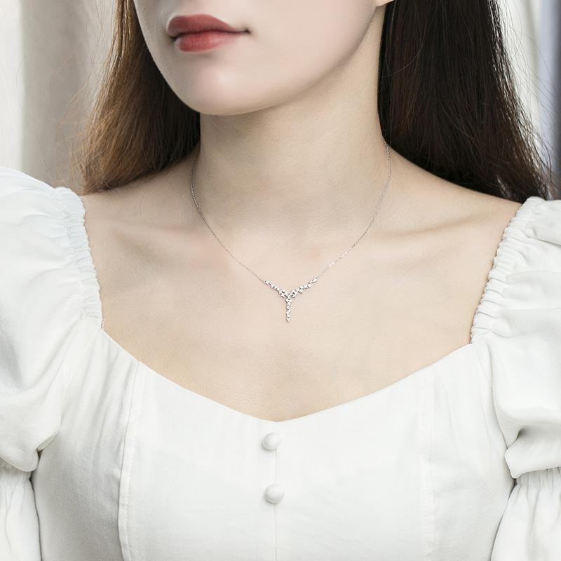 Платиновое ожерелье для женщин с подвеской, простая цепочка, 18-каратное золото